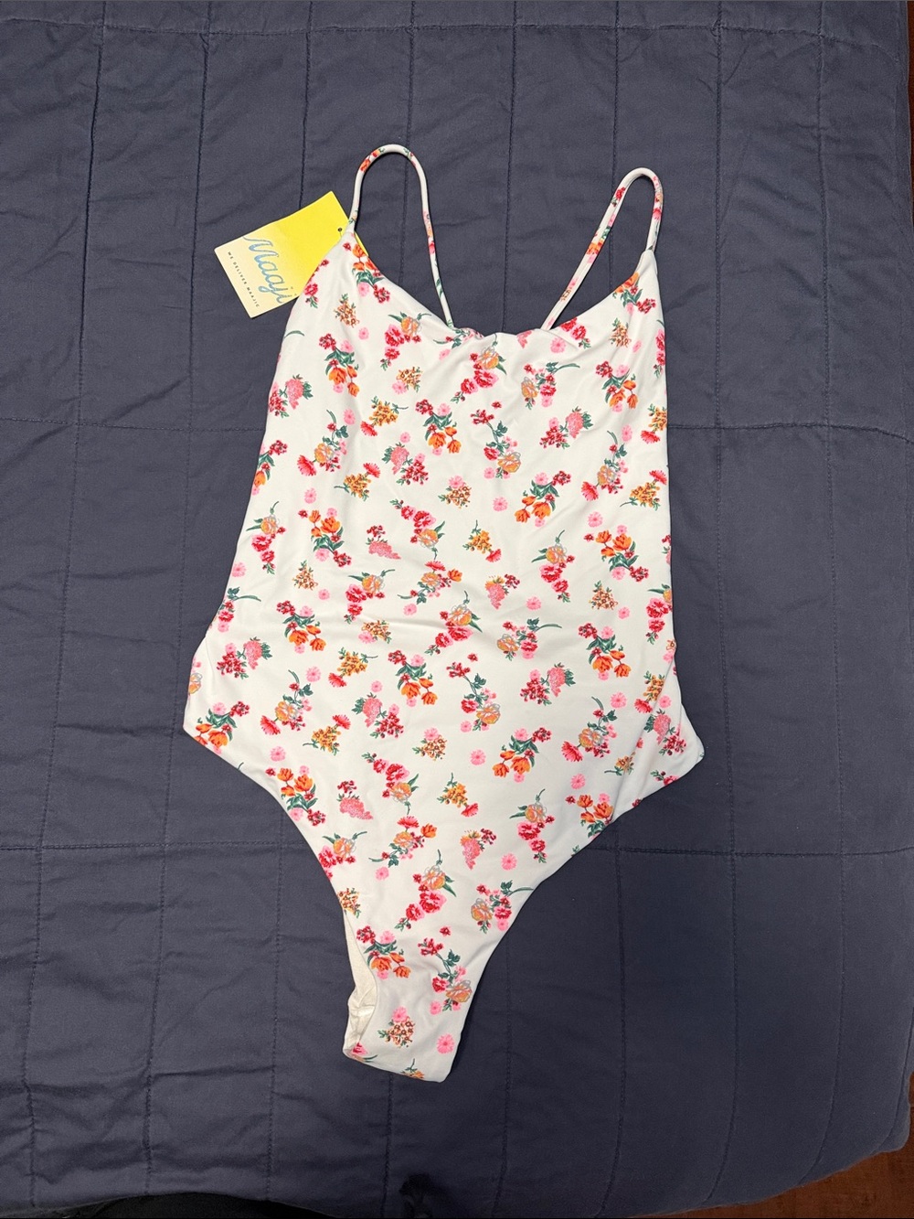 Maaji White One-Piece Swimsuit with Pink & Orange Floral Print